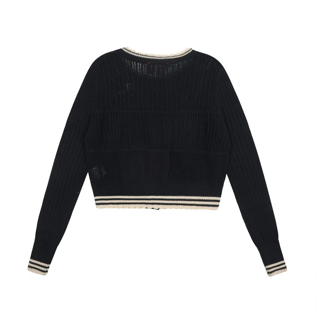 VIVI119# vivienne west wood West Queen Vivian Saturn New Retro "Unisex" Hollow Design Knitted Sweater Wool Round Neck 2024 Spring Latest Style Size: S -M- L Color: Apricot Royal Blue